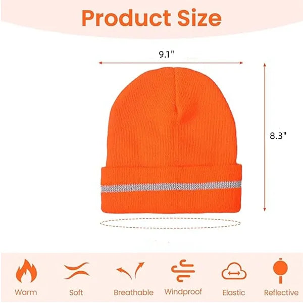 Fluorescent Double-Layer Knit Beanie for Outdoor Winter Safe