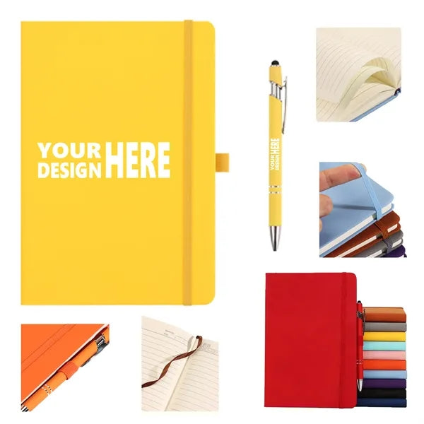 A6 Banded Notebook and Metal Ballpoint Pen