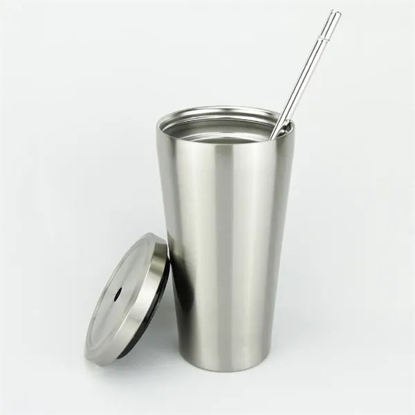 16oz Metal Cup W/ Straw