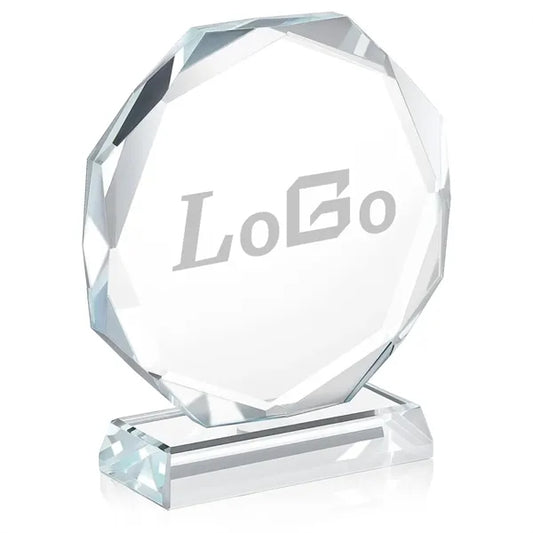Crystal Glass Award Trophy Engraved Recognition Plaque