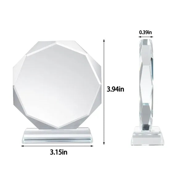 Crystal Glass Award Trophy Engraved Recognition Plaque