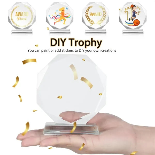 Crystal Glass Award Trophy Engraved Recognition Plaque