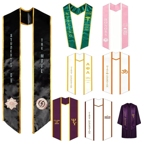 Premium Satin Embroidered Graduation Stole