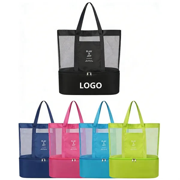 Mesh Beach Bag With Zipper Pocket