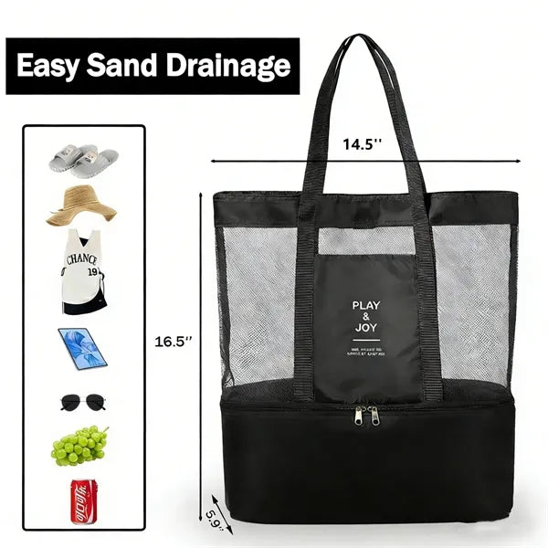 Mesh Beach Bag With Zipper Pocket