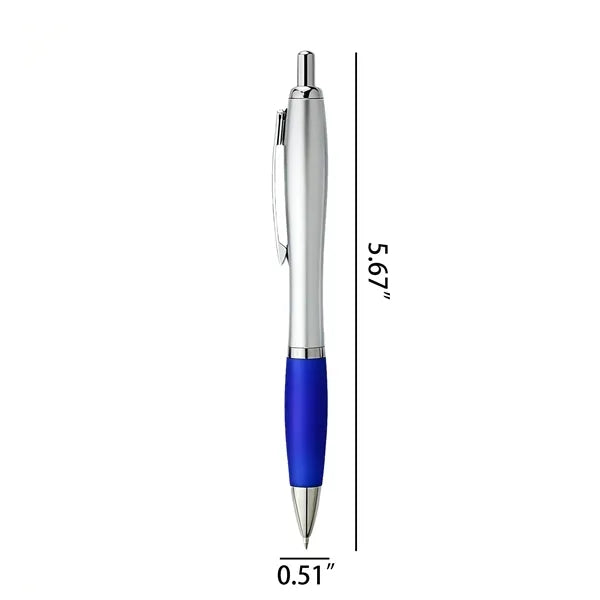 Silver Barrel Pen with Rubber Grip