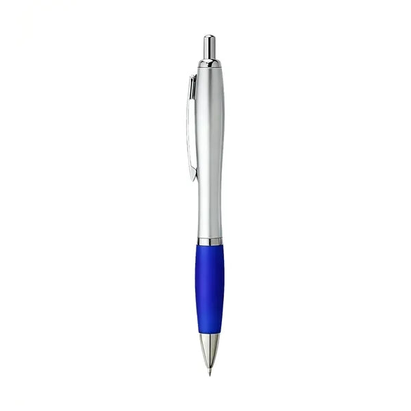 Silver Barrel Pen with Rubber Grip