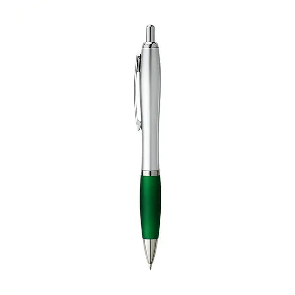 Silver Barrel Pen with Rubber Grip