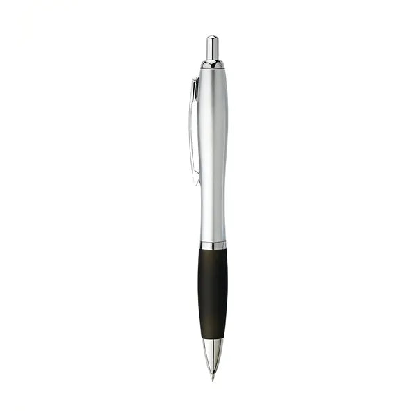 Silver Barrel Pen with Rubber Grip