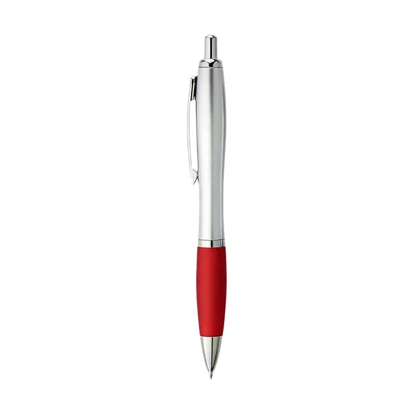 Silver Barrel Pen with Rubber Grip