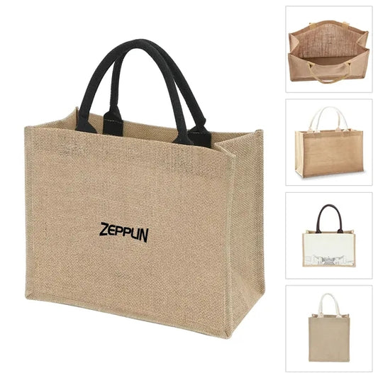 Natural Jute Tote Bag with Soft Cotton Handle