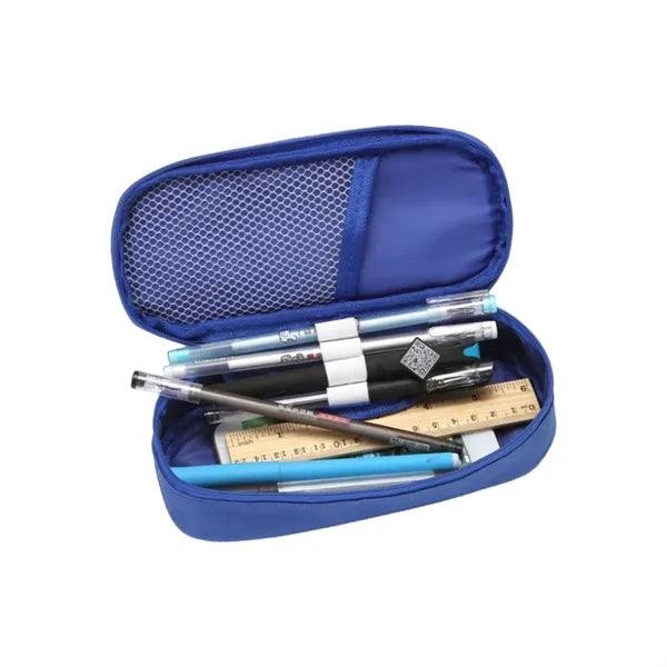 Canvas Pencil Case with Triangle Leather Patch