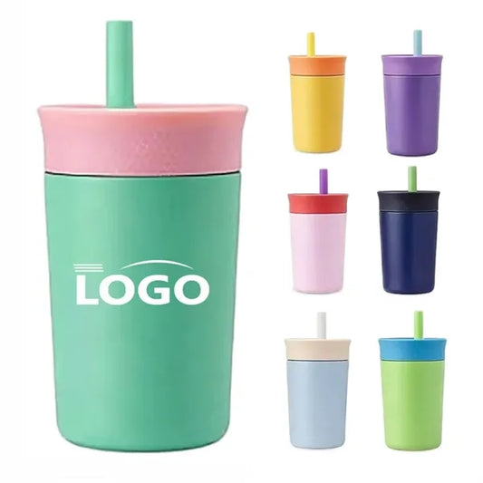12Oz Stainless Steel Coffee Cup Multi-colors Silicone Straw