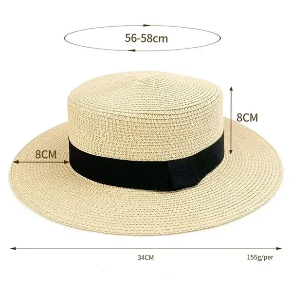 Unisex Travel Panama Hat Summer Wide Brim Straw Cap