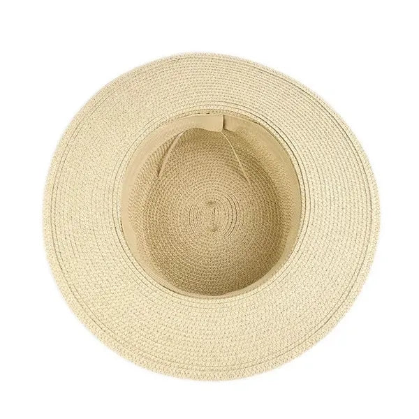 Unisex Travel Panama Hat Summer Wide Brim Straw Cap