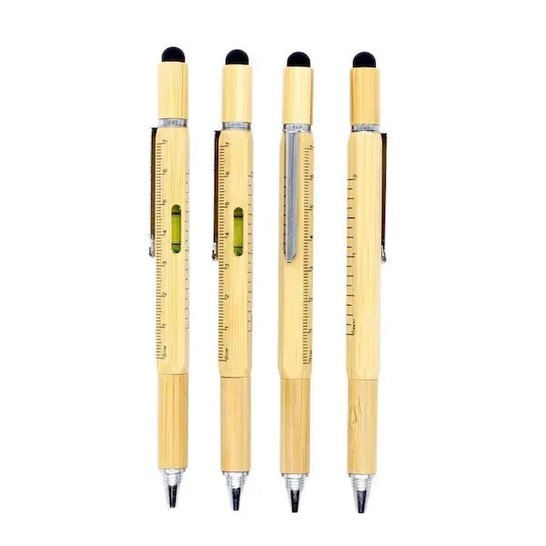 6 In 1 Bamboo Multi-Function Tool Pen