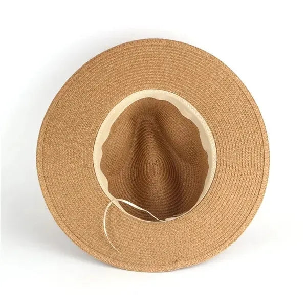 Unisex Travel Panama Hat Summer Wide Brim Straw Cap