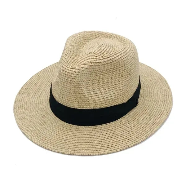 Unisex Travel Panama Hat Summer Wide Brim Straw Cap