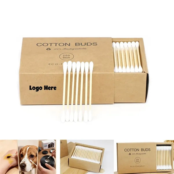 200pcs Eco-Friendly Bamboo Cotton Swabs