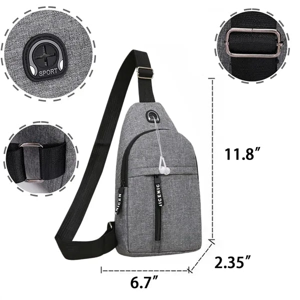 Sling Bag with Earphone Hole for Business and Travel