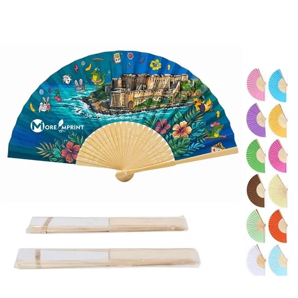 Handcrafted Personalized Hand Held Folding Bamboo Paper Fan