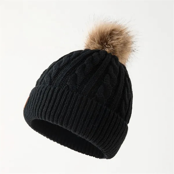 Jacquard knit hat with pom-pom