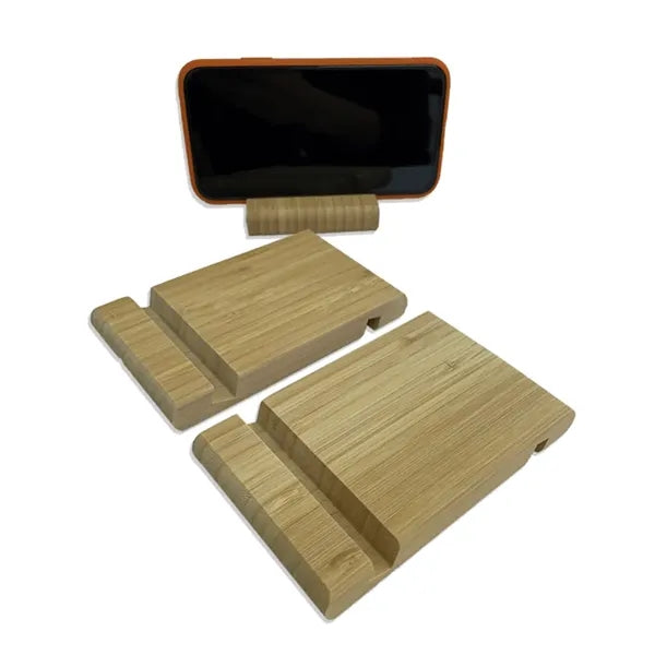 Bamboo Dual-Slot Phone Stand