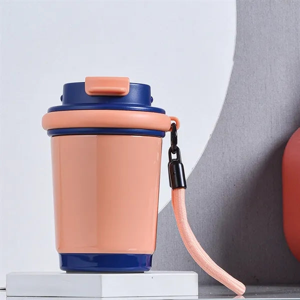 Stainless Steel Insulated Travel Mug with Strap