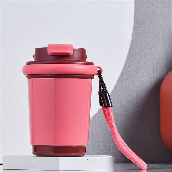 Stainless Steel Insulated Travel Mug with Strap