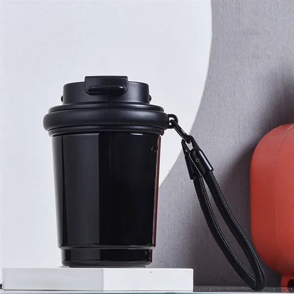 Stainless Steel Insulated Travel Mug with Strap