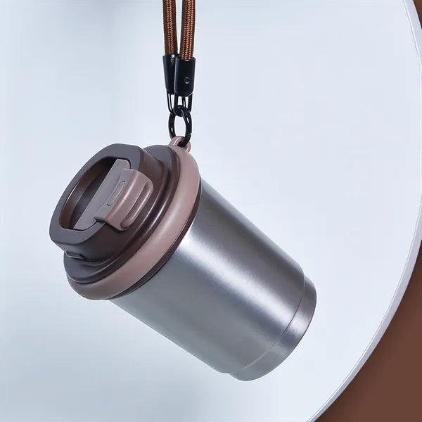 Stainless Steel Insulated Travel Mug with Strap