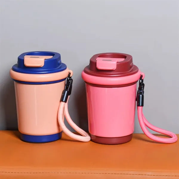 Stainless Steel Insulated Travel Mug with Strap
