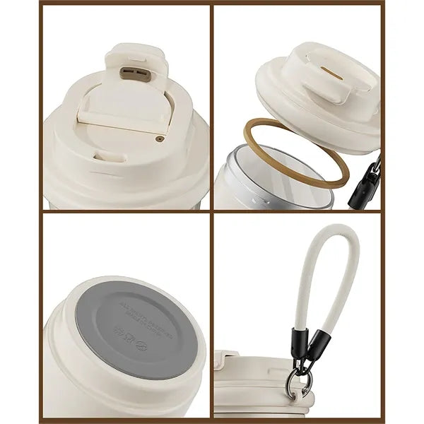 Stainless Steel Insulated Travel Mug with Strap