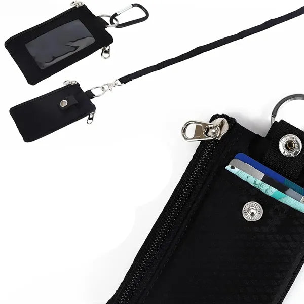 Tactical RFID Blocking Ripstop Neck Wallet With Lanyard