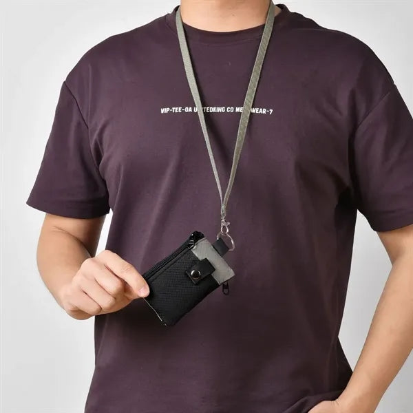 Tactical RFID Blocking Ripstop Neck Wallet With Lanyard