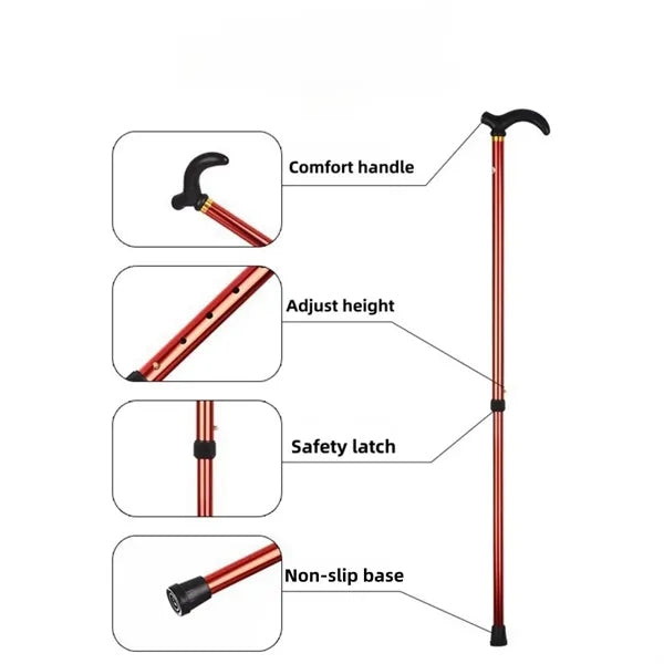 Adjustable Aluminum Alloy Walking Cane & Hiking Pole