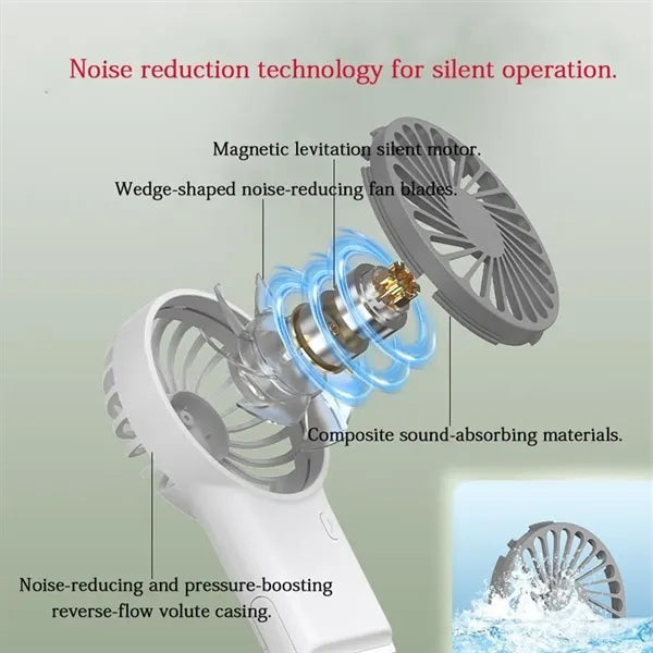 Logo Handheld Fan with Desktop Stand