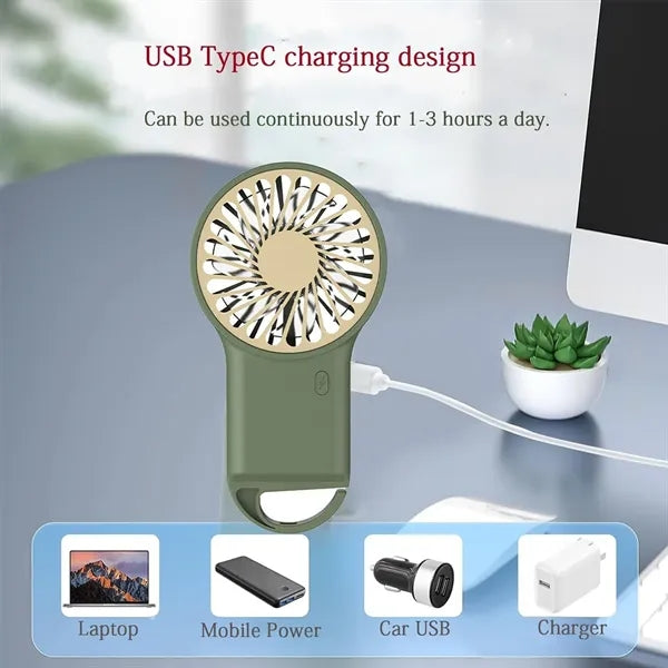 Logo Handheld Fan with Desktop Stand