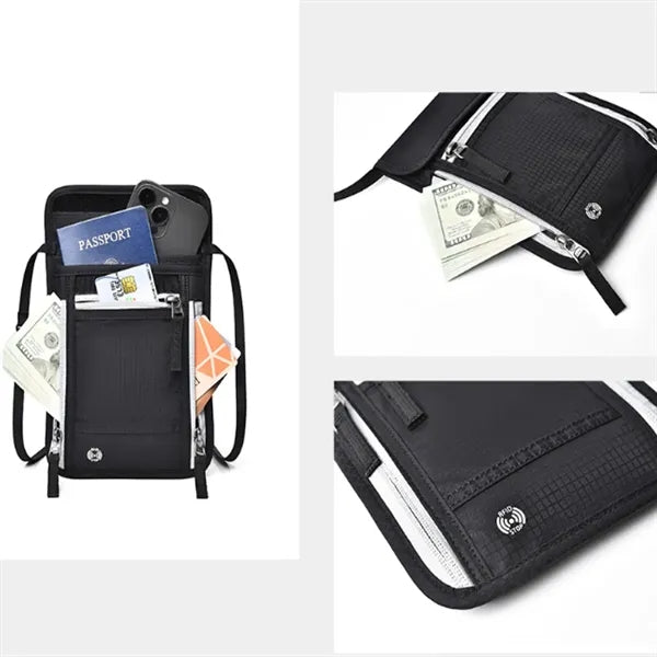 RFID Blocking Travel Neck Wallet Passport Holder