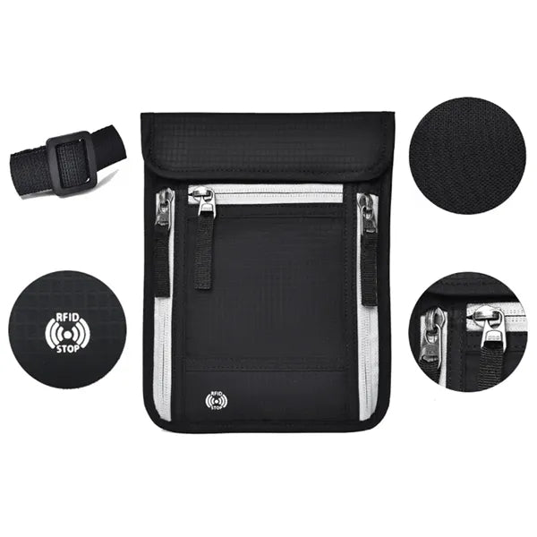 RFID Blocking Travel Neck Wallet Passport Holder