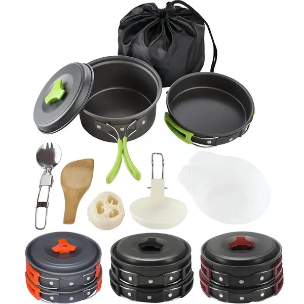 Portable Camping Cookware Set, Outdoor Cooking Kit with Bag