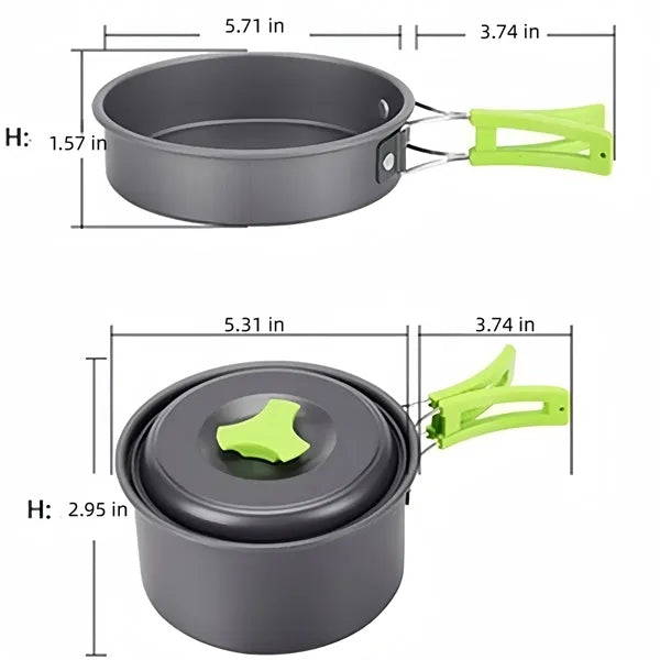Portable Camping Cookware Set, Outdoor Cooking Kit with Bag