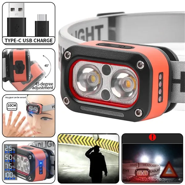 Rechargeable Motion Sensor LED Headlamp for Hiking