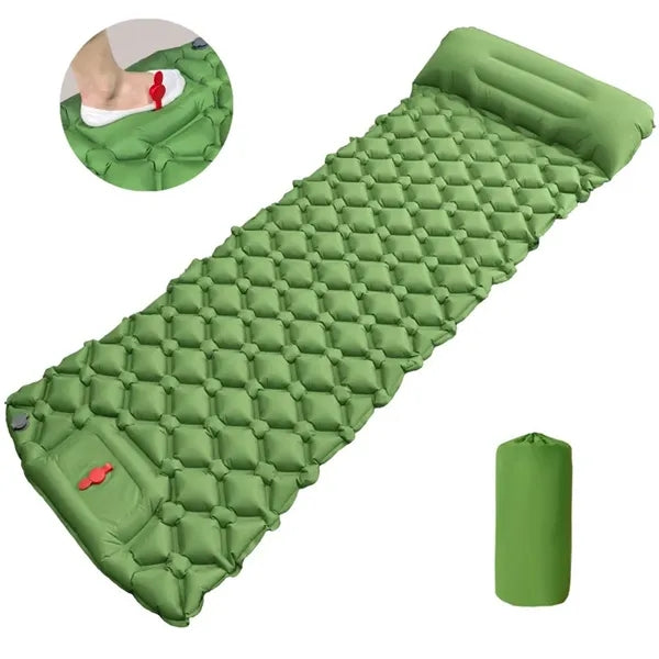 Foot Pump Inflatable Sleeping Pad, Camping Air Mattress
