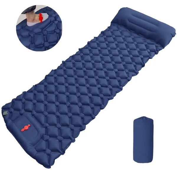 Foot Pump Inflatable Sleeping Pad, Camping Air Mattress
