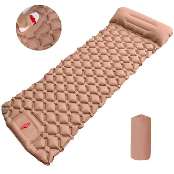 Foot Pump Inflatable Sleeping Pad, Camping Air Mattress