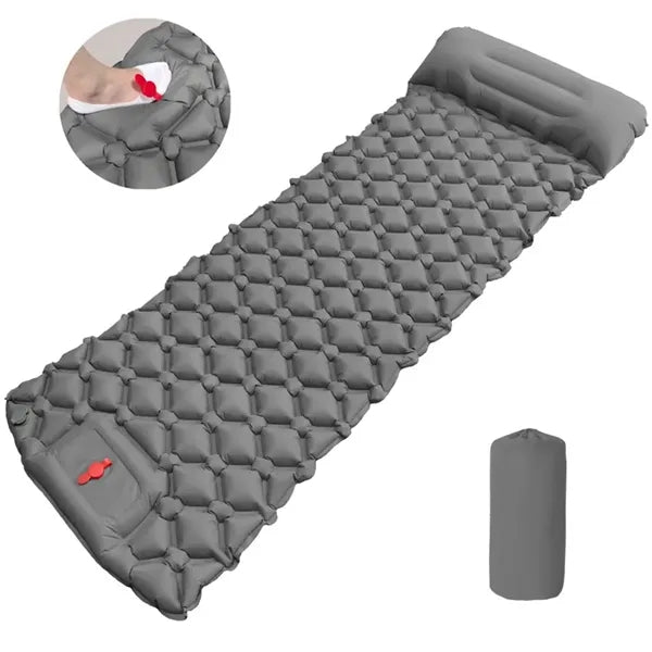 Foot Pump Inflatable Sleeping Pad, Camping Air Mattress