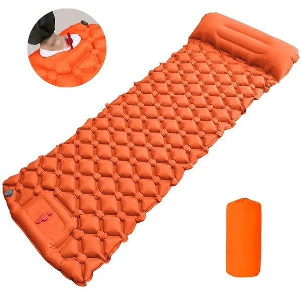 Foot Pump Inflatable Sleeping Pad, Camping Air Mattress