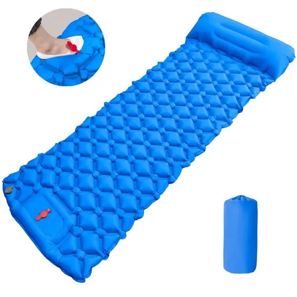 Foot Pump Inflatable Sleeping Pad, Camping Air Mattress