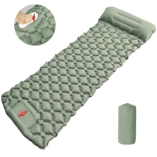 Foot Pump Inflatable Sleeping Pad, Camping Air Mattress